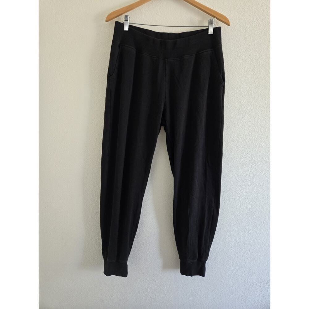 PACT Organic Cotton Airplane Jogger Pants Size Large Black Tapered Sweatpants